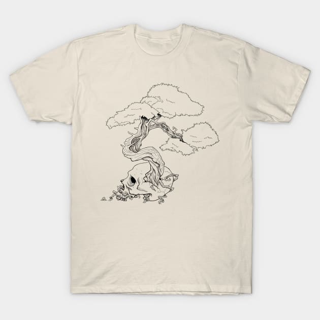 Bonsai Skull Ink T-Shirt by Ian Moss Creative